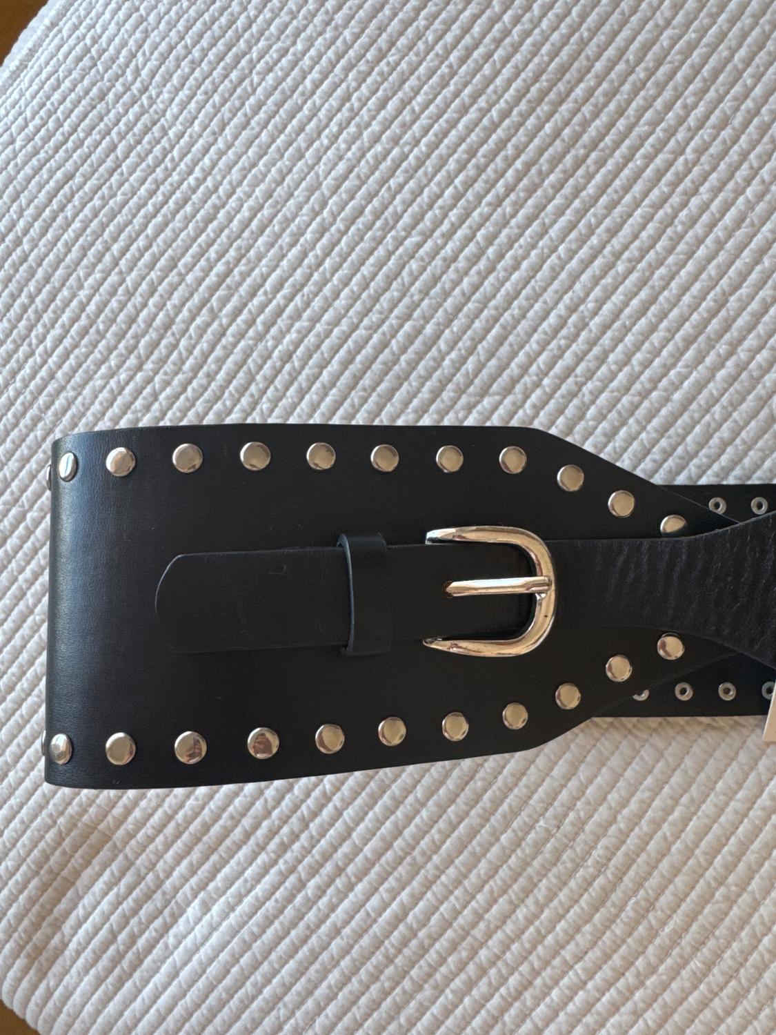 100% LEATHER CUMMERBUND BELT WITH STUDS - Image 3