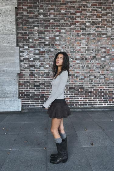 DRAPED MOCK LAYER T-SHIRT - Grey marl by Zara