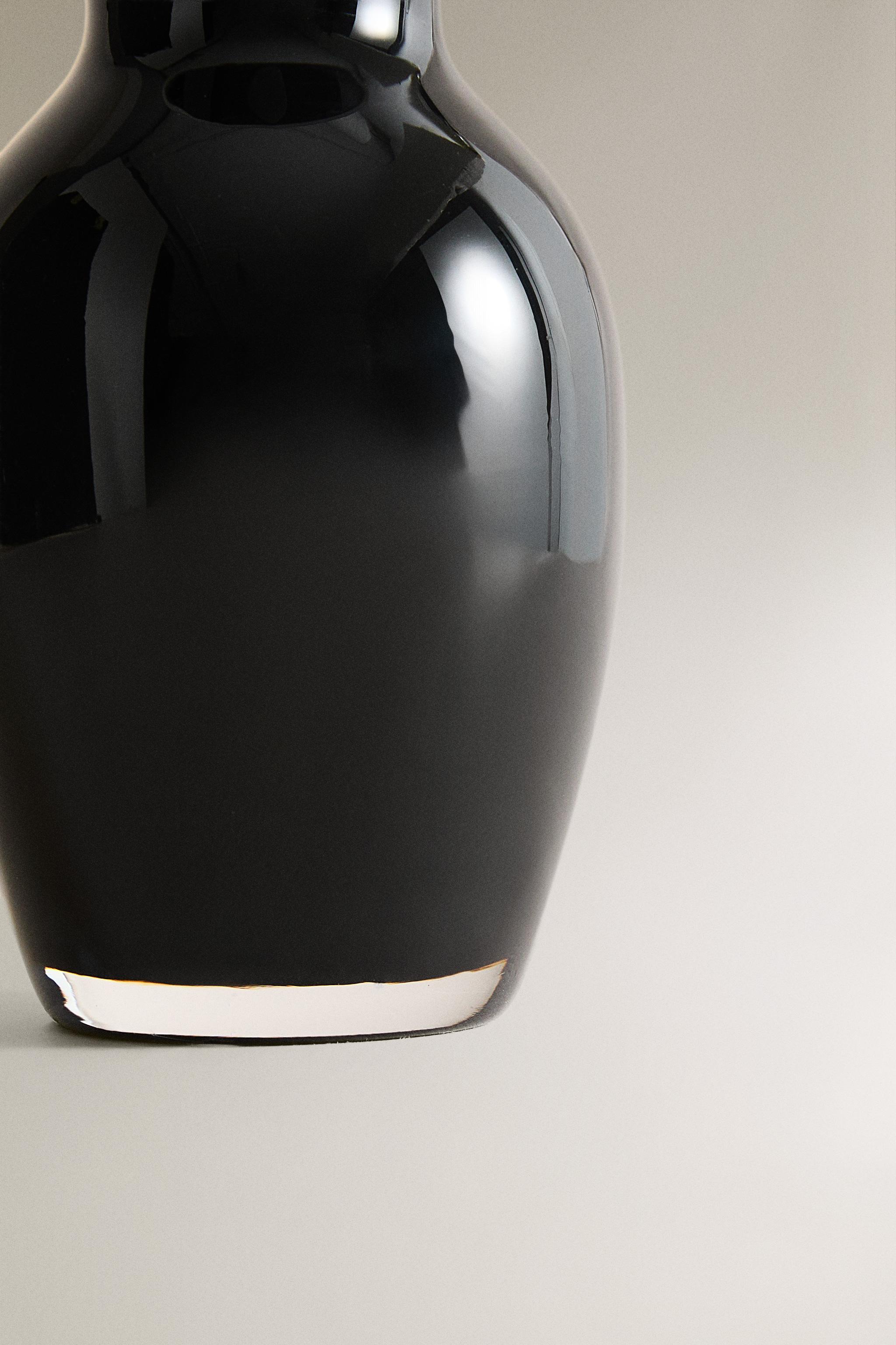 SMALL BLACK GLASS VASE