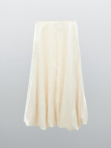 Zara Crinkle-effect balloon midi skirt - STUDIO - Ecru