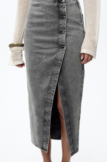 Z1975 DENIM CROSSOVER MIDI SKIRT - Grey by Zara - Image 2