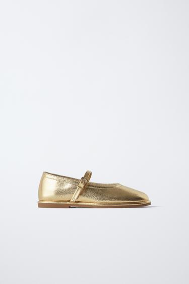 Zara METALLIC BALLET FLATS - Gold