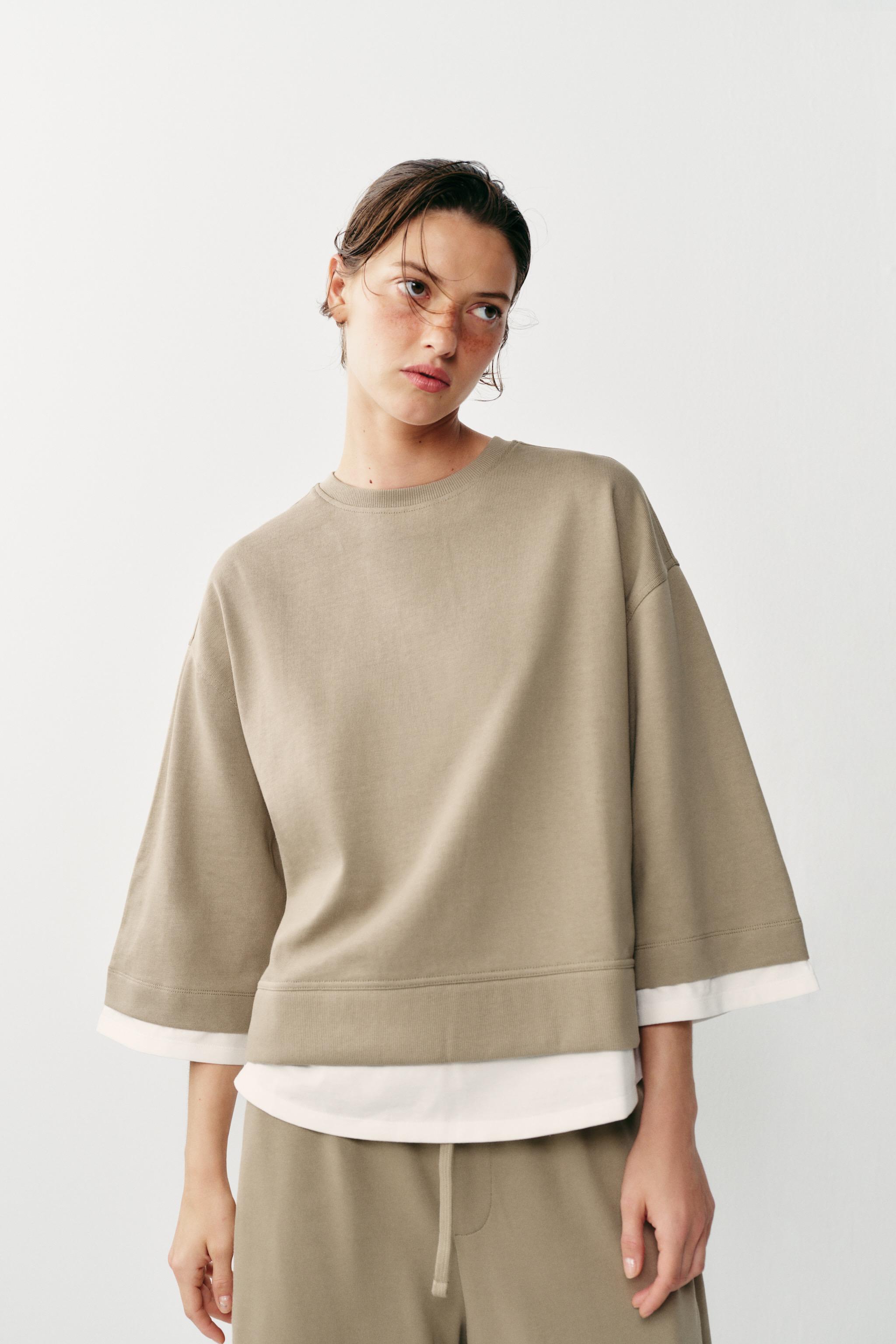 Zara KONTRAST DETAYLI UZUN KOLLU SWEATSHIRT görsel 2