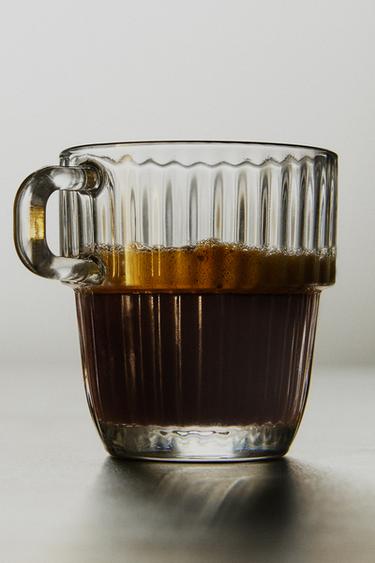 GLASS CUP WITH RAISED DESIGN - Transparent by Zara