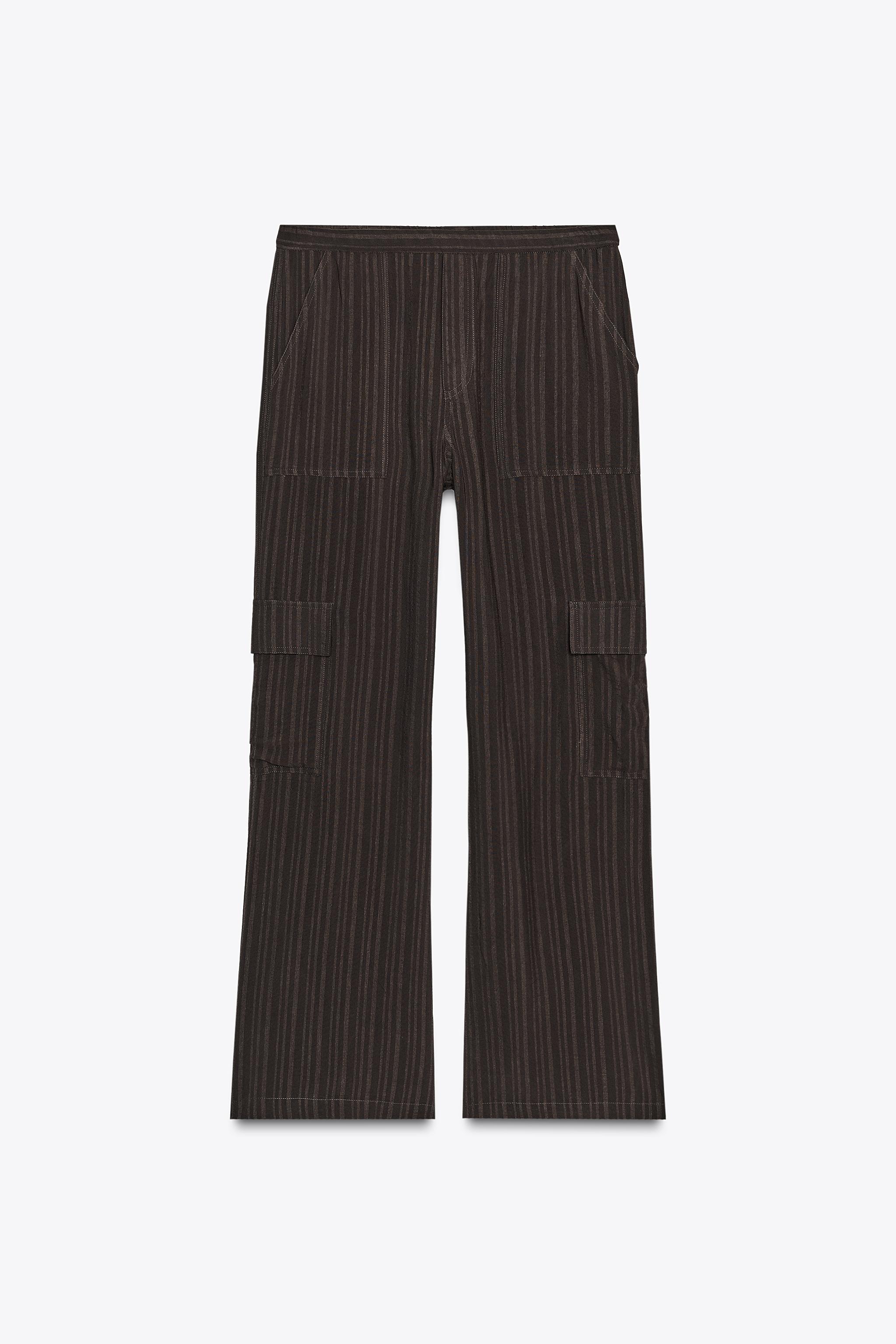 PANTALON FLUIDE CARGO RAYURES