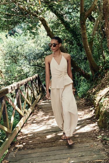 COMBINAISON LONGUE HALTER EFFET DEUX PIÈCES - Sable de Zara
