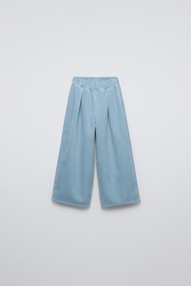 WIDE-LEG CORDUROY TROUSERS - Light blue by Zara
