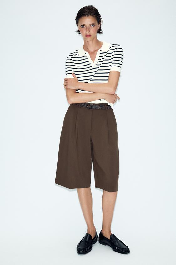 BERMUDAS CINTURÓN - Marrón de Zara - Imagen 0