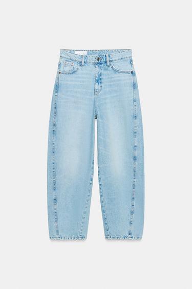 JEANS TRF CROPPED DE CINTURA MÉDIA - Azul-claro da Zara