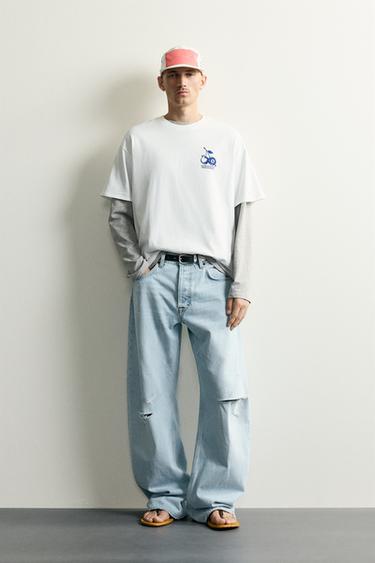 CONTRAST PRINT RELAXED FIT T-SHIRT - Oyster-white by Zara - Image 0