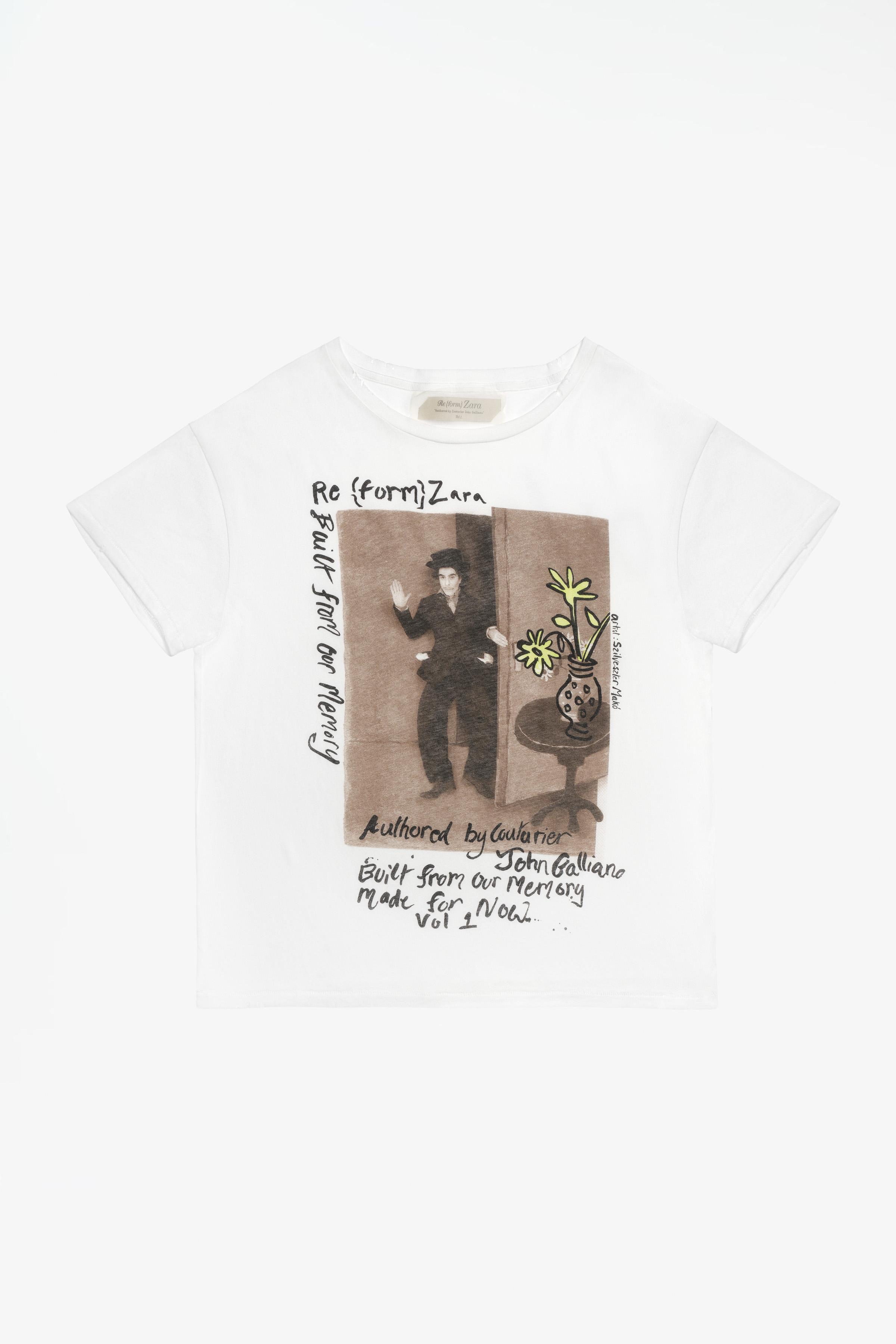 LIMITED EDITION クロップドフィットグラフィックTシャツ - 青色/白色