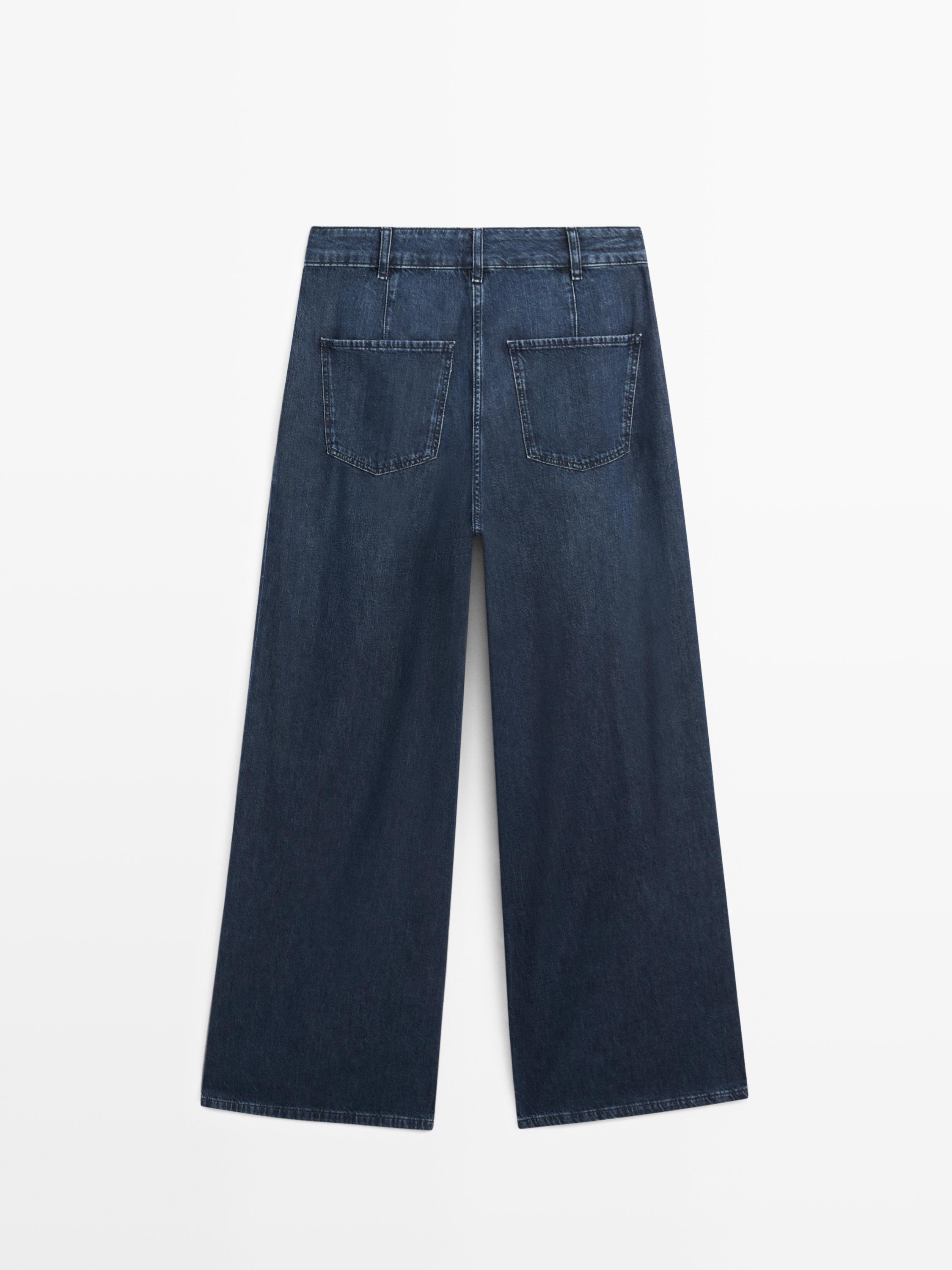High-waist wide-leg darted jeans
