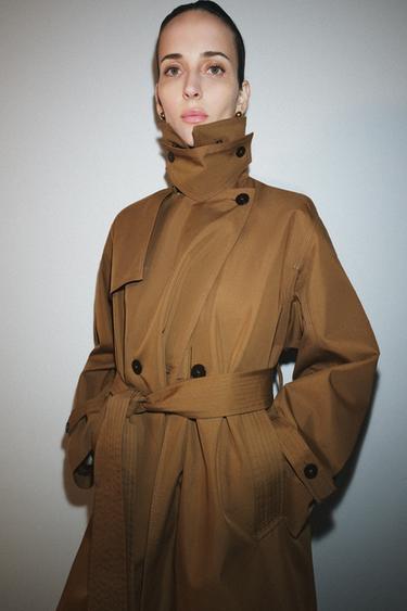 TRENCH OVERSIZE CUELLO EFECTO PELO ZW COLLECTION  LIMITED EDITION - Caramelo de Zara