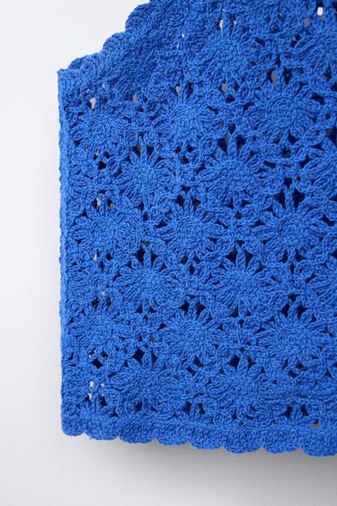 TOP COURT EN MAILLE CROCHET - Bleu roi de Zara - Image 3