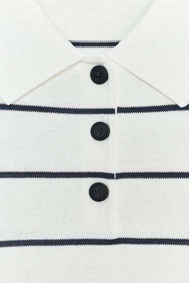 SHORT SLEEVE KNIT POLO TOP - striped by Zara - Image 8
