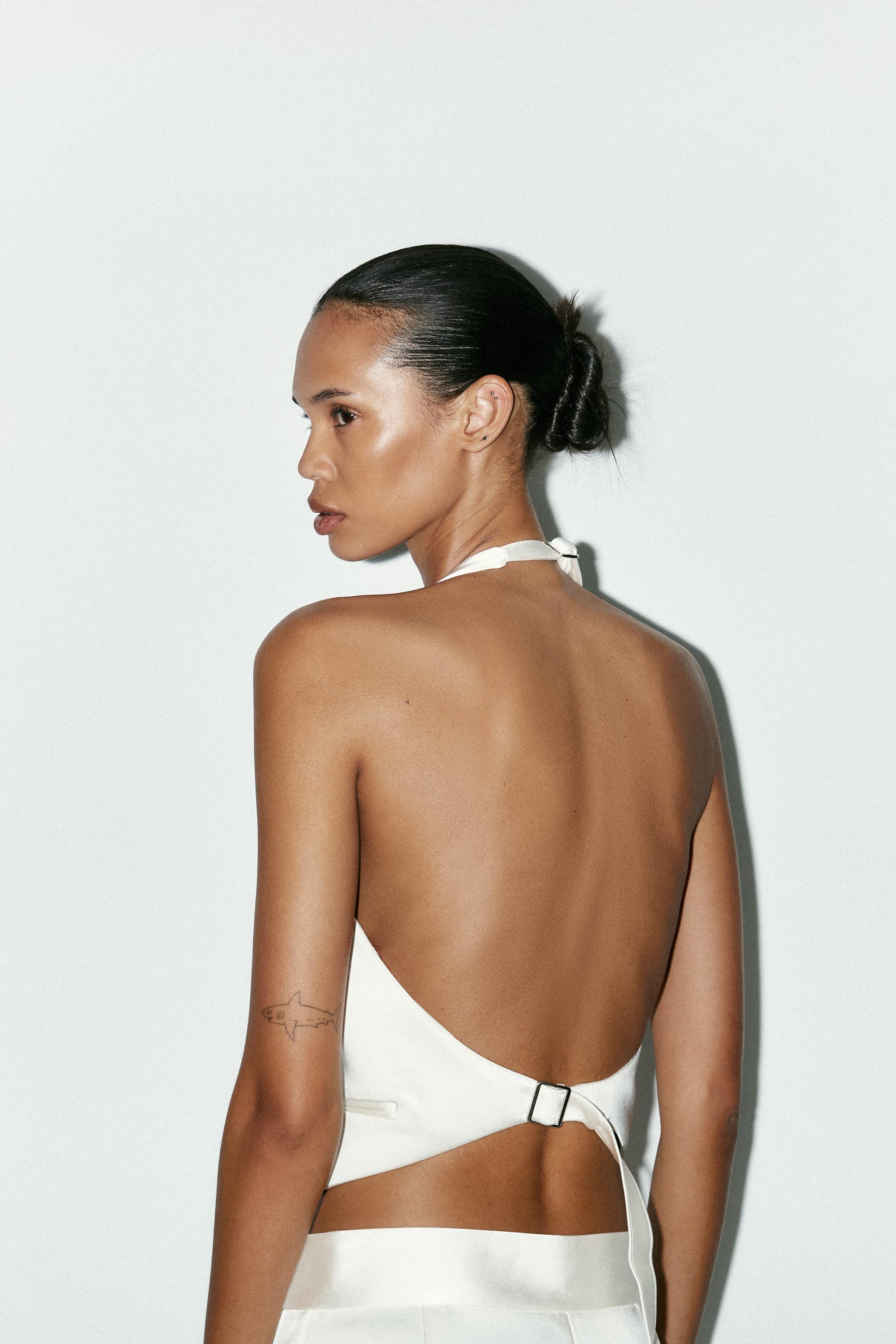 OPEN BACK SATIN VEST TOP - Oyster-white | ZARA United States