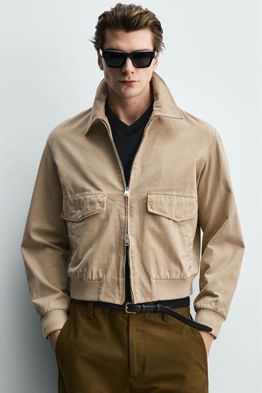 BLOUSON REGULAR FIT EN COTON LAVÉ - Marron clair de Zara - Image 5