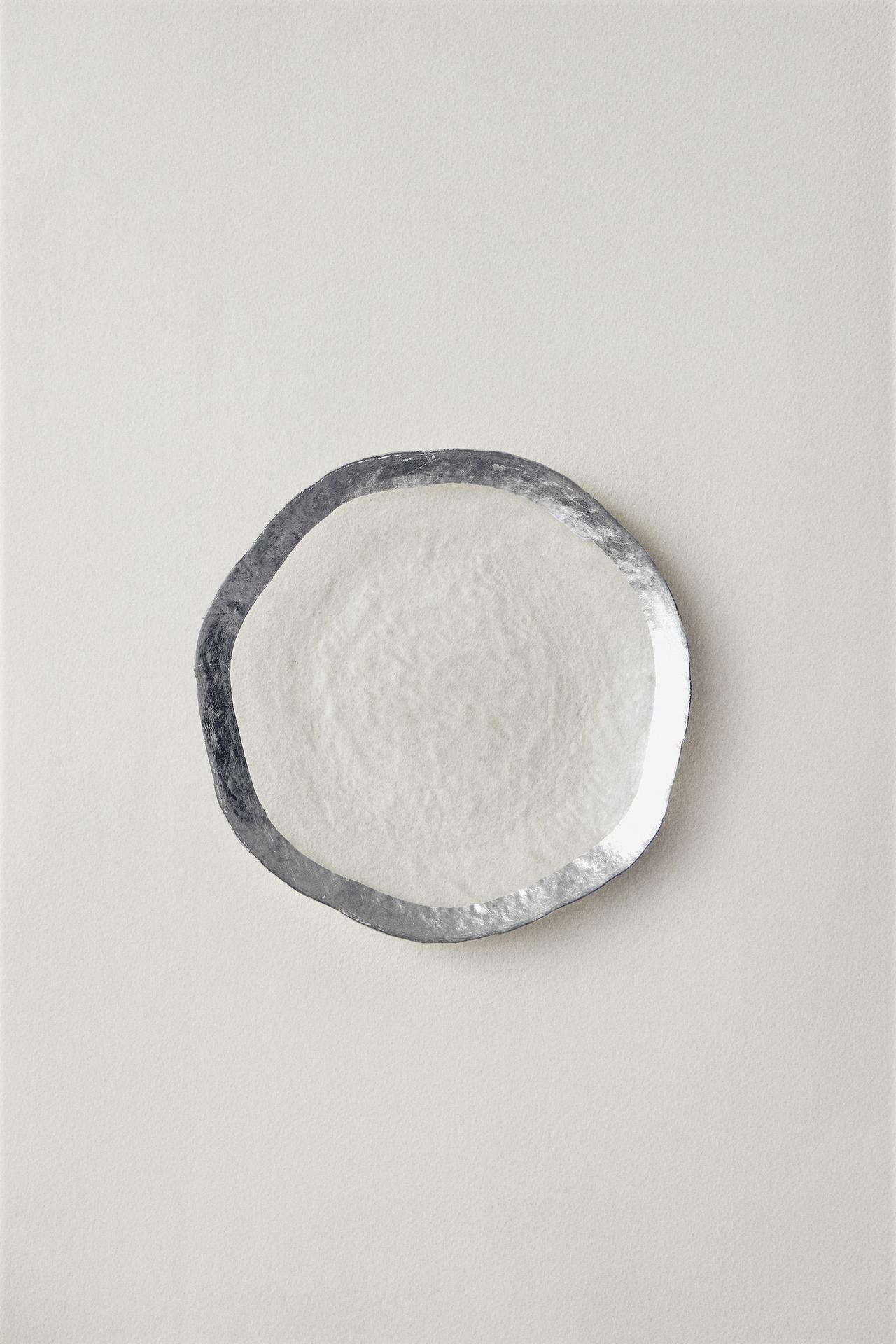 GLASS SIDE PLATE WITH RIM — Silver