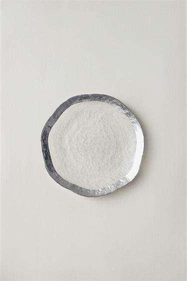 GLASS SIDE PLATE WITH RIM — Silver 2