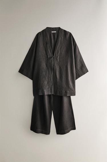 LINEN TROUSERS - Dark grey by Zara - Image 4