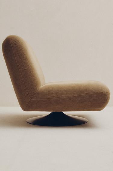 COTTON SWIVEL ARMCHAIR — Beige / Taupe brown 1