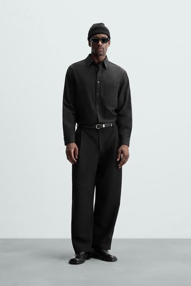Zara SOFT COTTON SHIRT - Black - Image 0