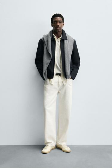 CROPPED FIT COTTON JACKET - Navy blue by Zara - Image 0