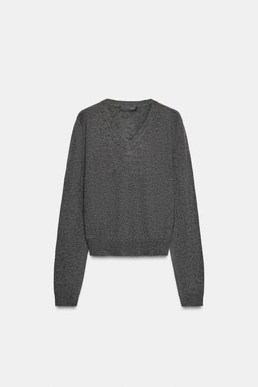FEINSTRICKPULLOVER MIT WOLLE UND V-AUSSCHNITT - Grau von Zara - Bild 0