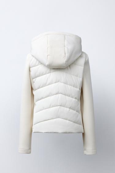 NEOPRENE-EFFECT SLEEVE PUFFER JACKET - Ecru by Zara - Image 3