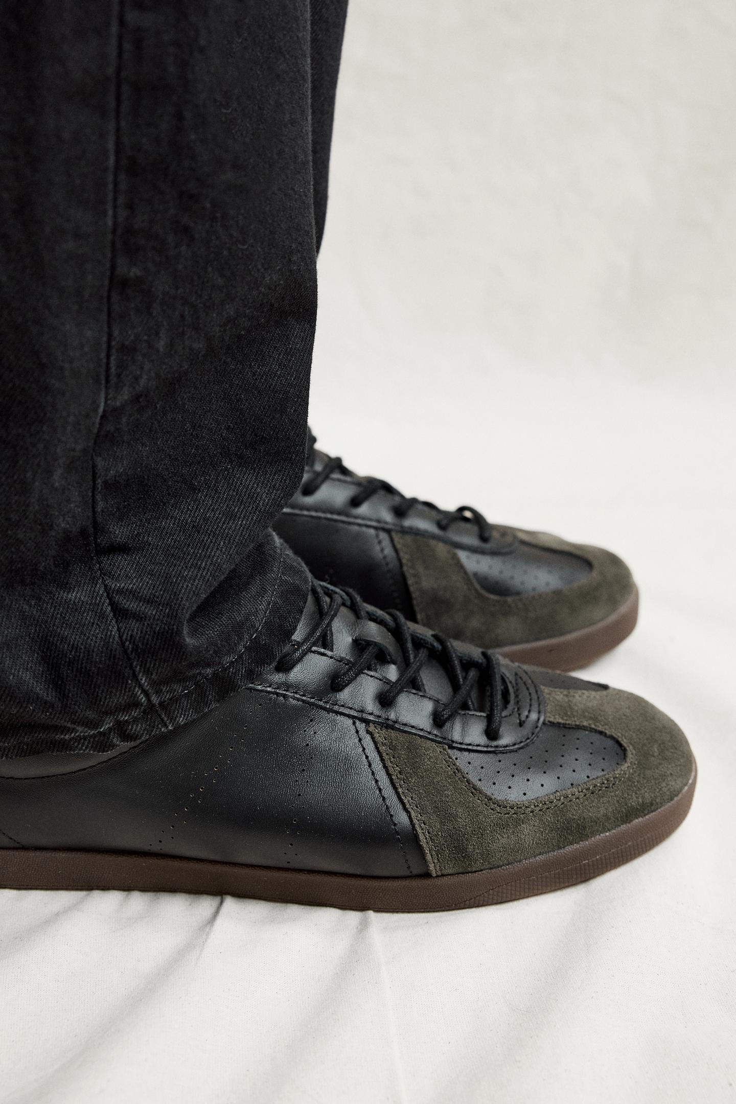 Мужские кроссовки Zara Retro Leather, цвет: Чёрный — фото 3