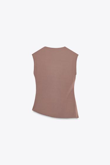 LACE POLYAMIDE TOP - Brown by Zara - Image 4