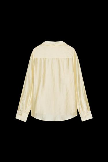 Zara ZW COLLECTION EMBROIDERED POCKET SHIRT - Yellow