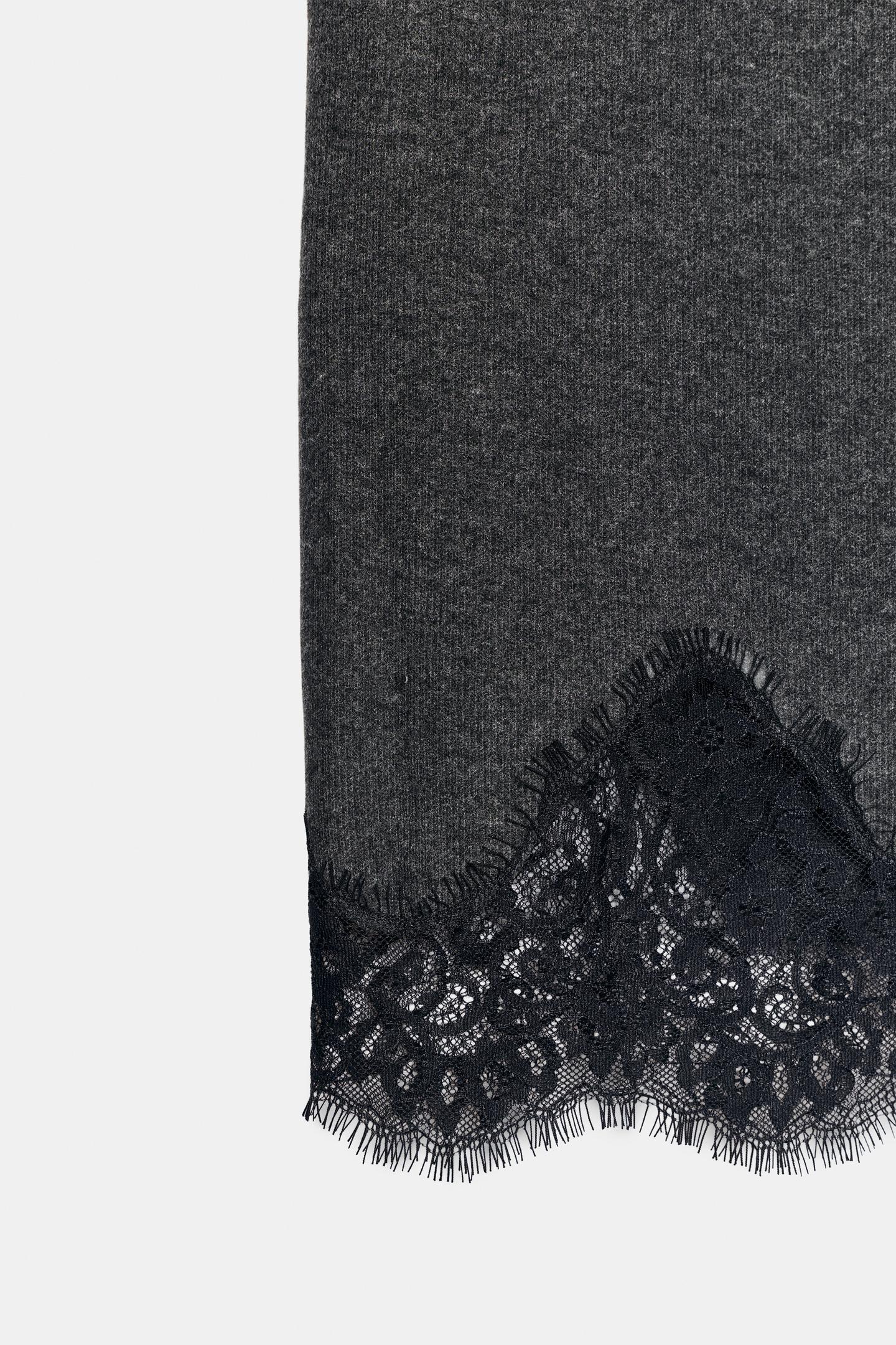 Женская юбка Zara Soft Lace, цвет: Тёмный серый — фото 7