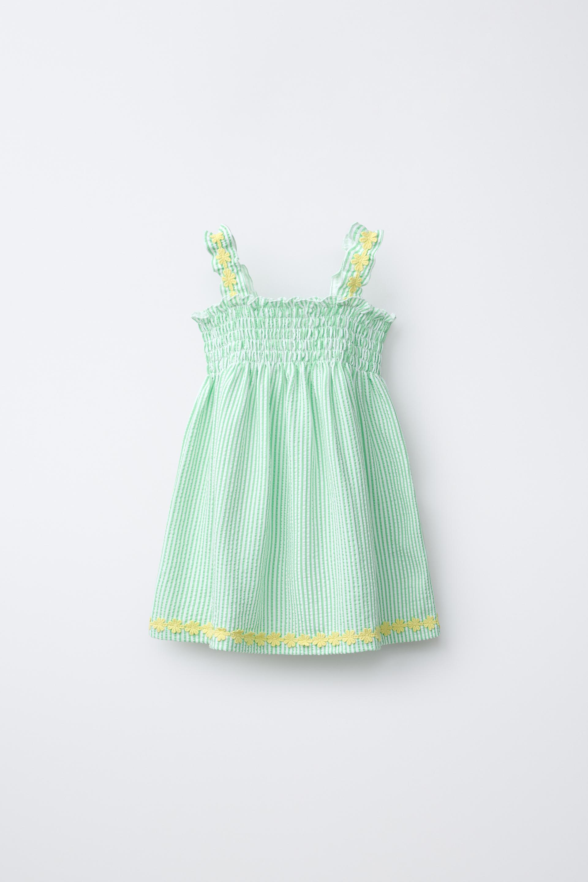 Striped Dress With Embroidered Flowers