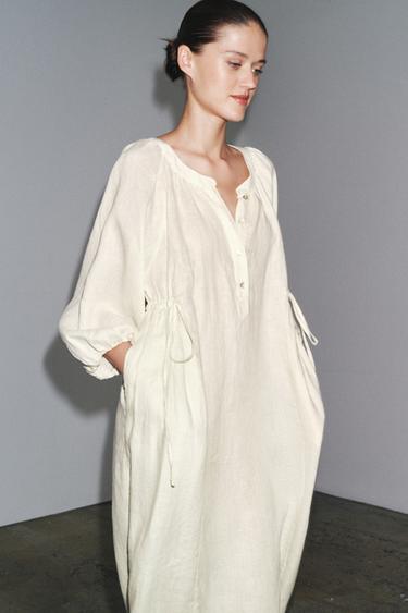 TUNIKA-KLEID AUS 100 % LEINEN – ZW COLLECTION - Cremefarben von Zara