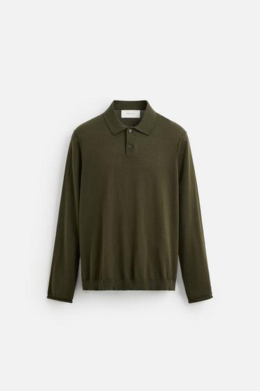STRICK-POLO WOLLE - BAUMWOLLE - Khaki von Zara - Bild 0
