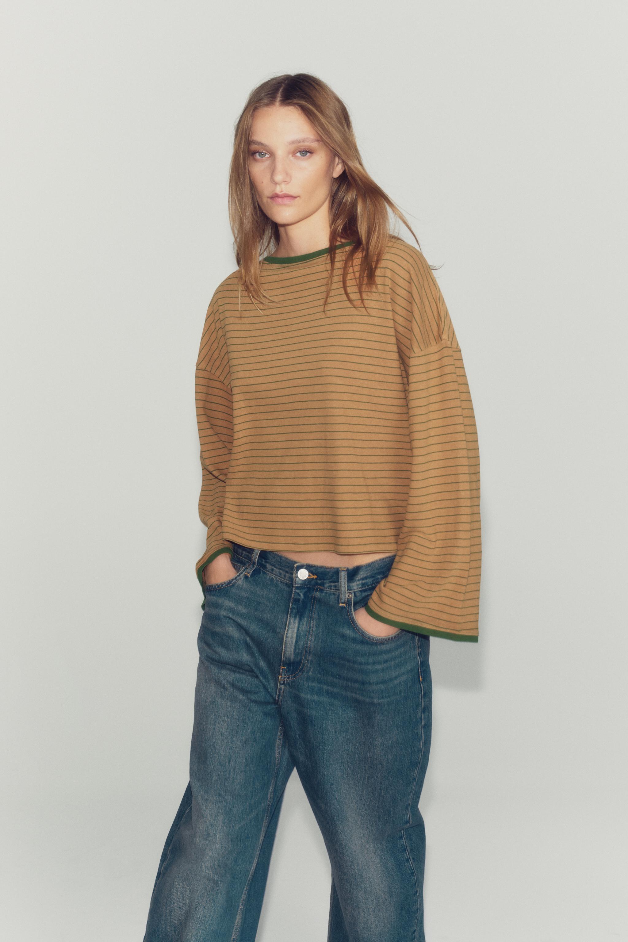 Женские футболки Zara WASHED EFFECT STRIPED T-SHIRT — фото 2