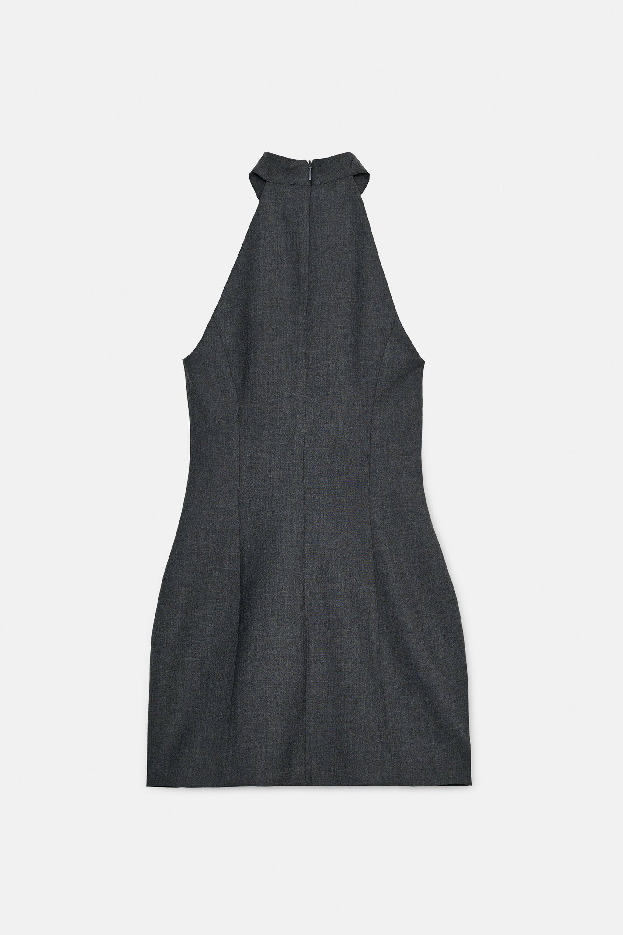 ROBE COURTE COL HALTER LACETS