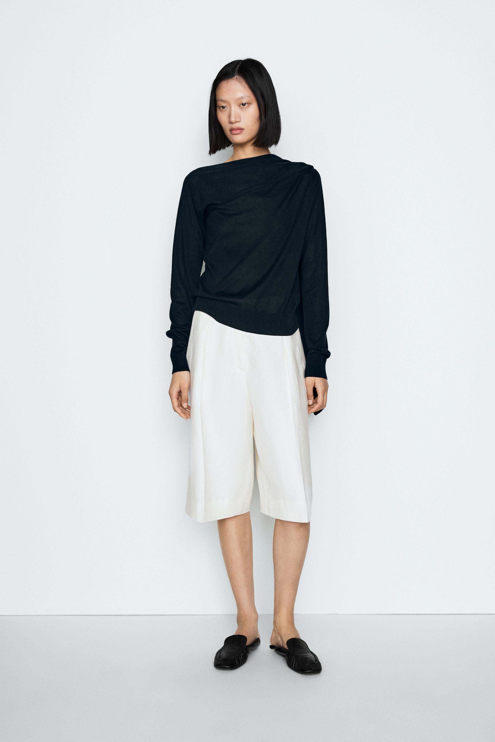Pull en maille avec écharpe soie mélangée - STUDIO