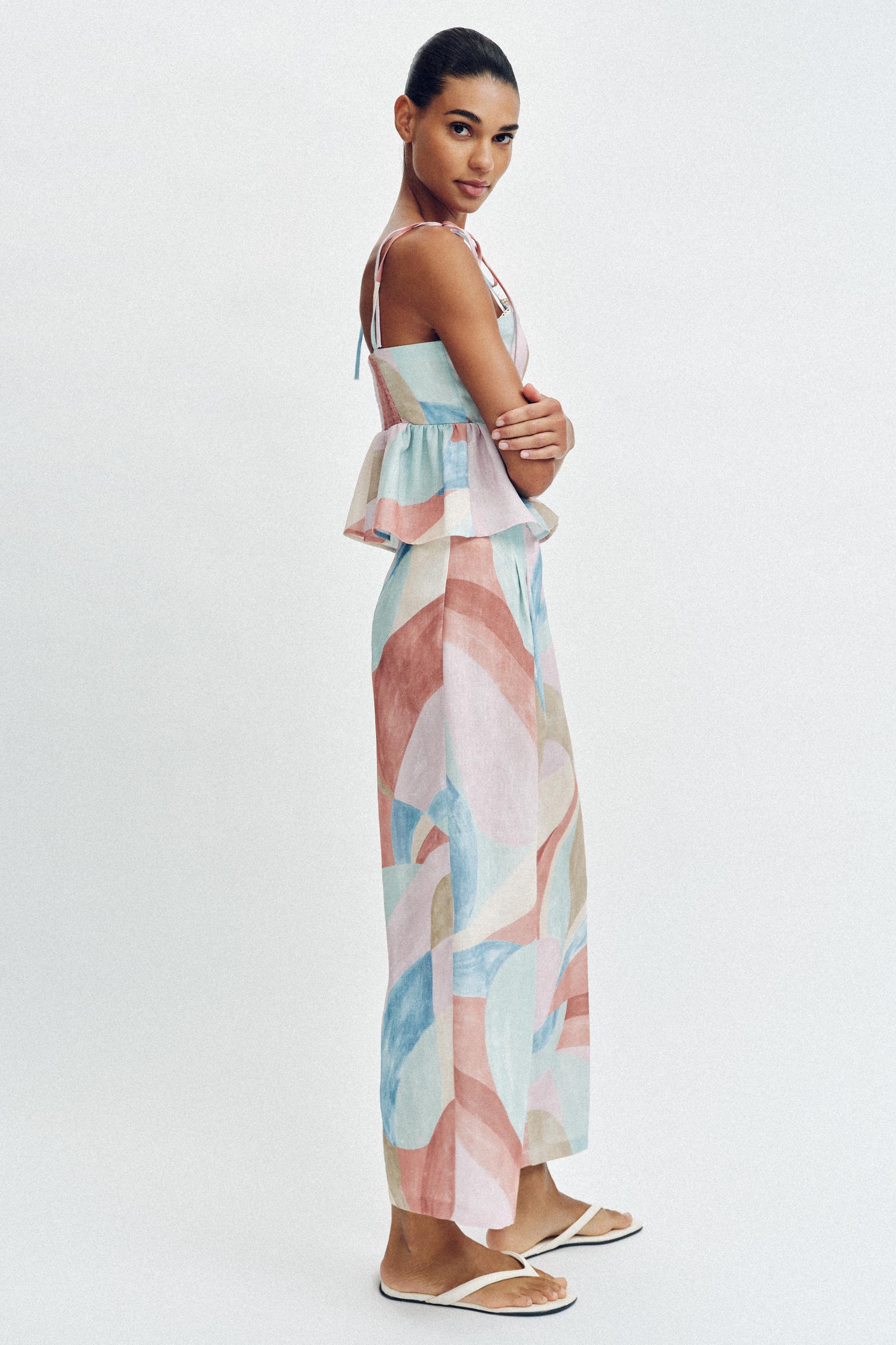 PRINTED WIDE LEG PANTS