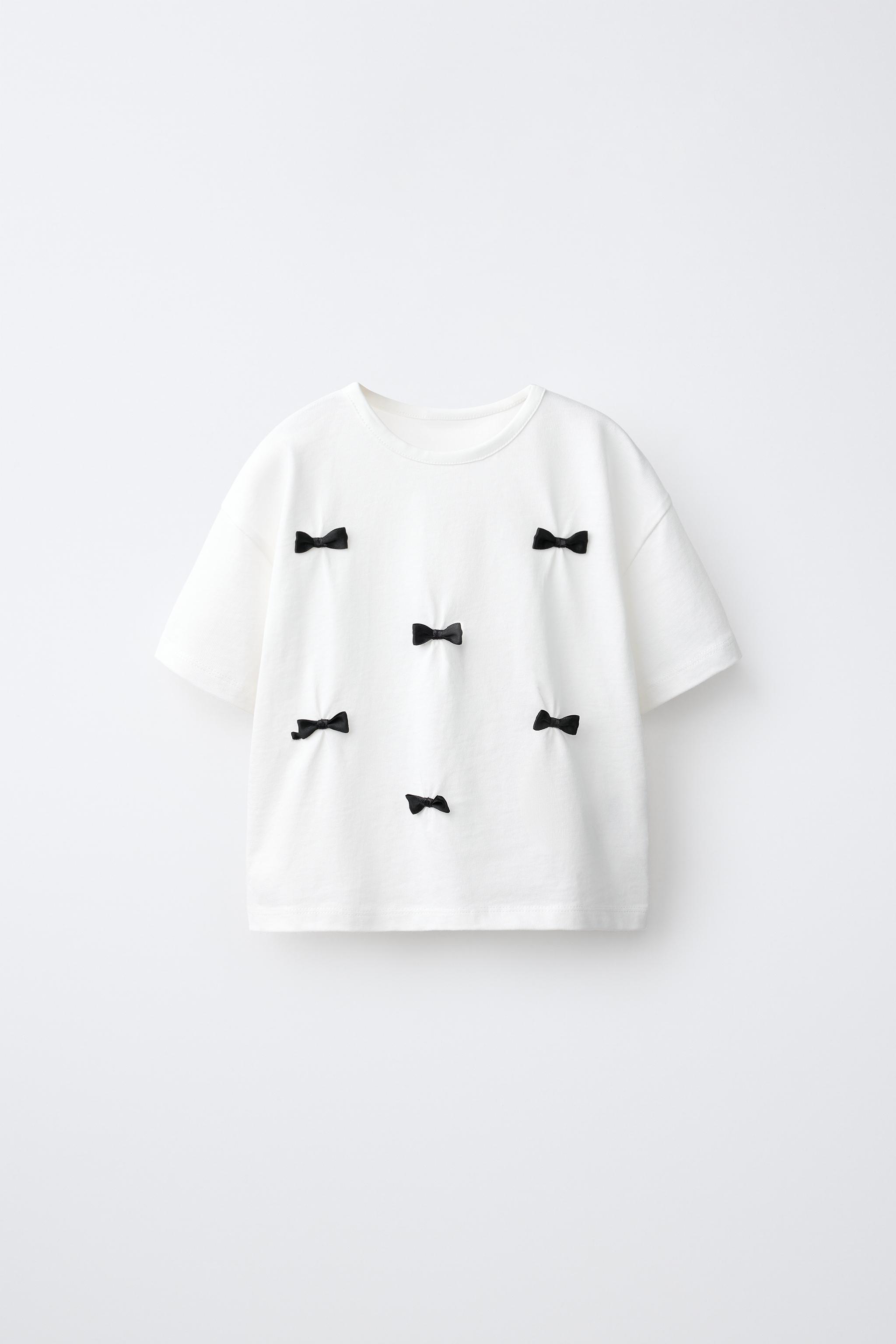 リボンTシャツ - ホワイト/ブラック | ZARA Japan / 日本