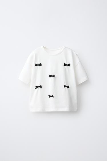 リボンTシャツホワイト/ブラック0ZaraのリボンTシャツ - ホワイト/ブラック - 画像 0