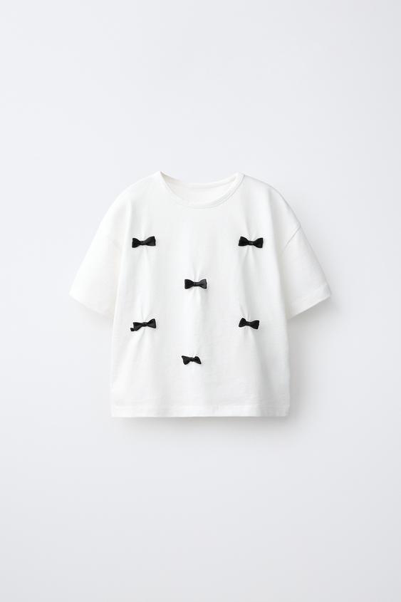 リボンTシャツホワイト/ブラック0ZaraのリボンTシャツ - ホワイト/ブラック - 画像 0