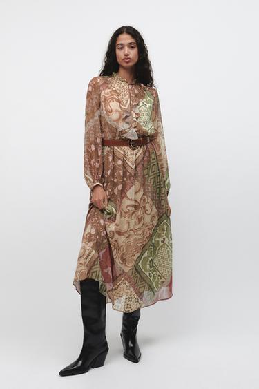 PRINTED MIDI DRESS - Multicoloured by Zara - Image 0