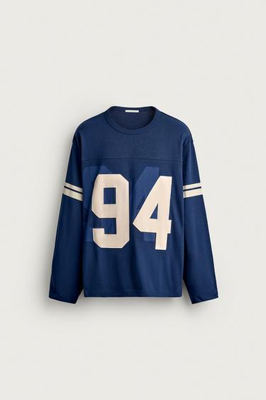 COMBINED NUMBER PATCH T-SHIRT - Blue by Zara