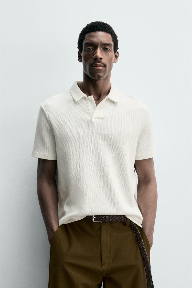 ZARA REGULAR FIT TEXTURED POLO SHIRT