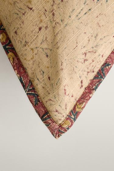 BLOCK PRINT CUSHION COVER — Burgundy 2