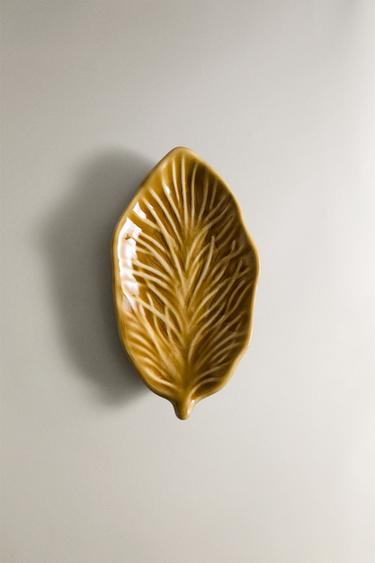 Zara STONEWARE MINI LEAF PLATE - yellow