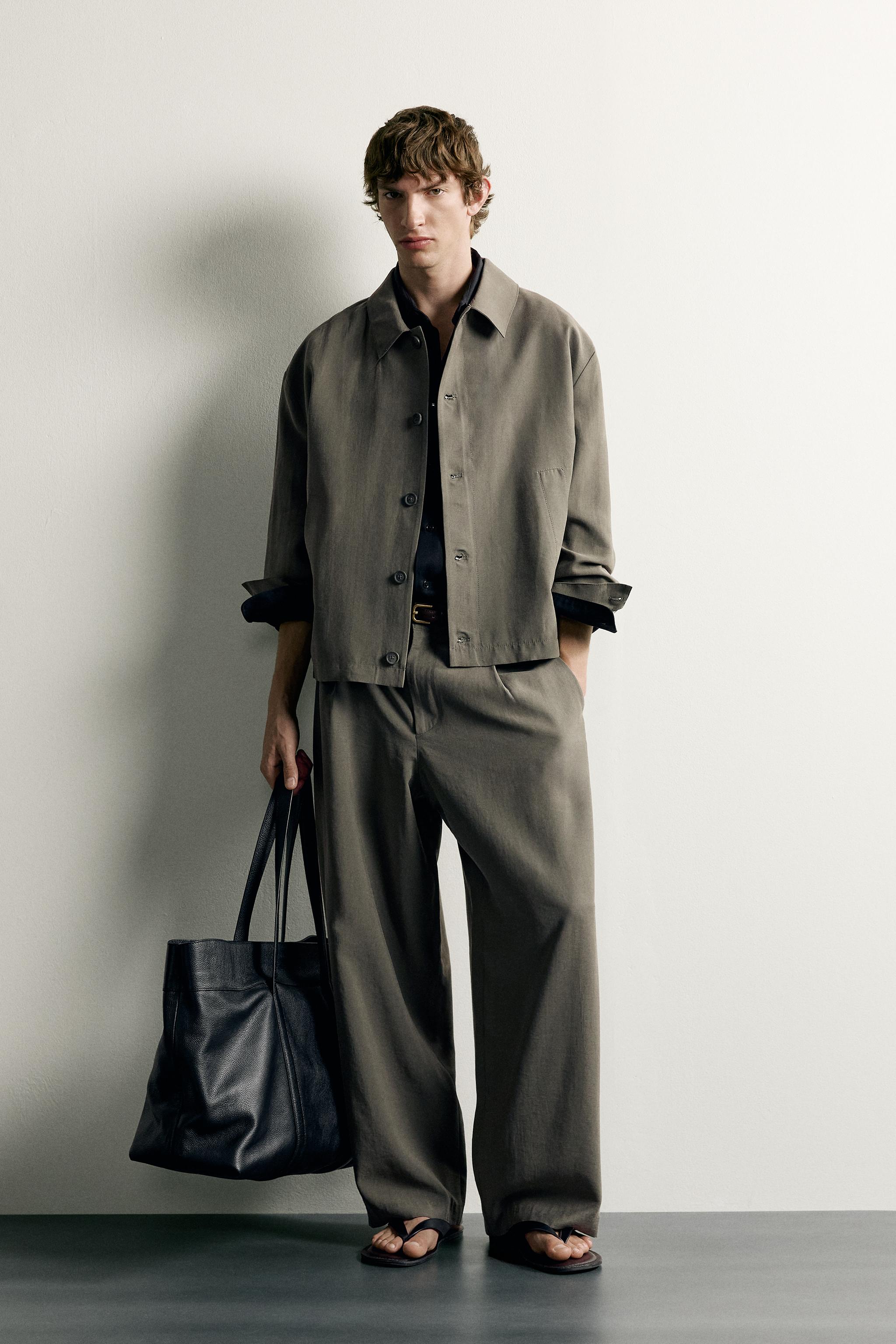 PLEATED RELAXED-FIT TROUSERS - Ecru / Khaki | ZARA United States