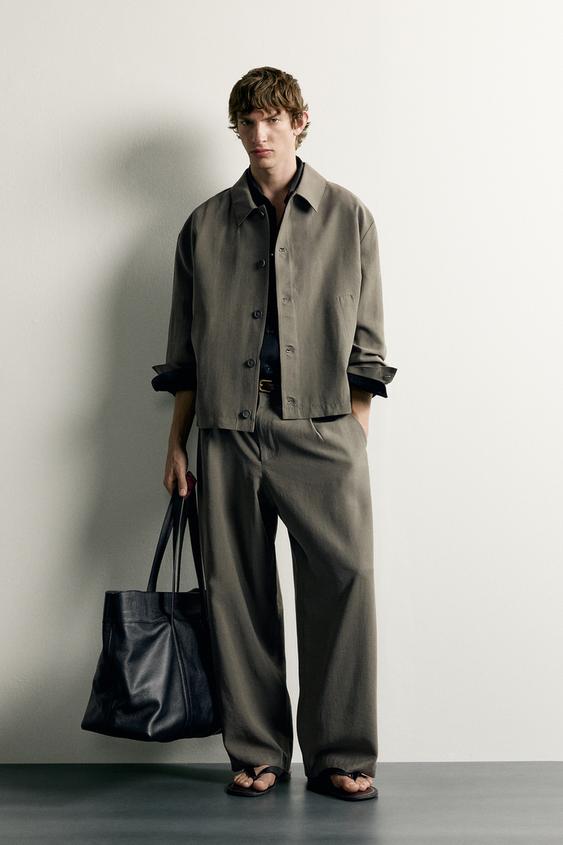 RELAXED FIT PLEATED TROUSERS - ecru/khaki by Zara - Image 0